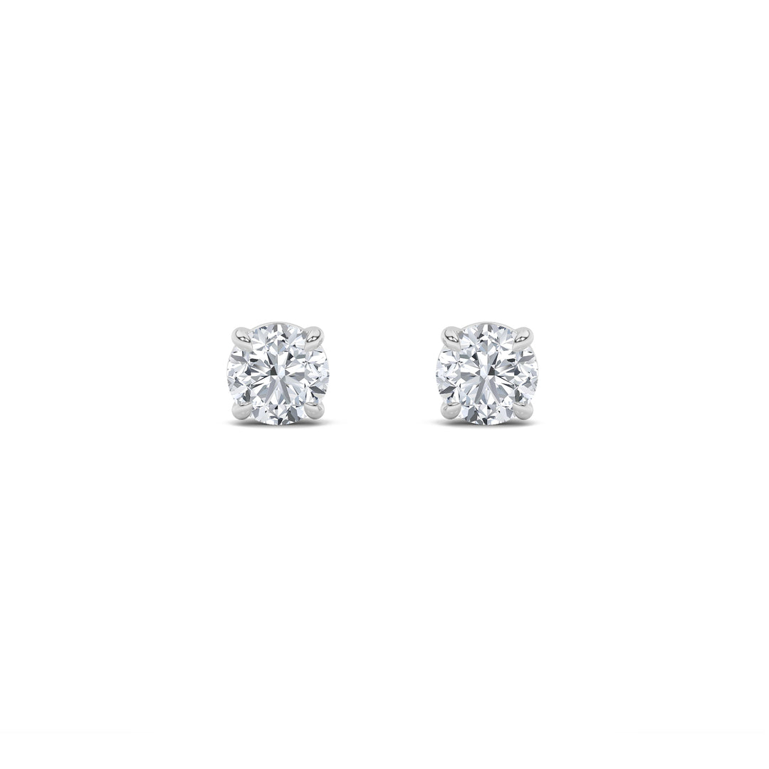 Radiant F Color Lab Diamond Stud Earrings 14K White Gold