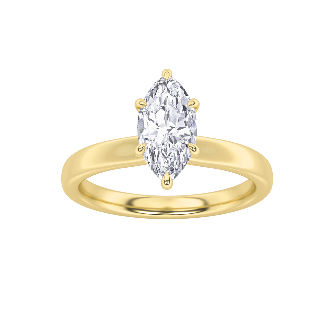 14K Yellow Gold 1ct Lab Diamond Marquise Ring Sz7
