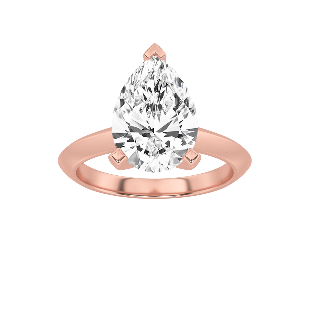 14K Rose Gold 1ct Lab Diamond Pear Solitaire Ring Sz7
