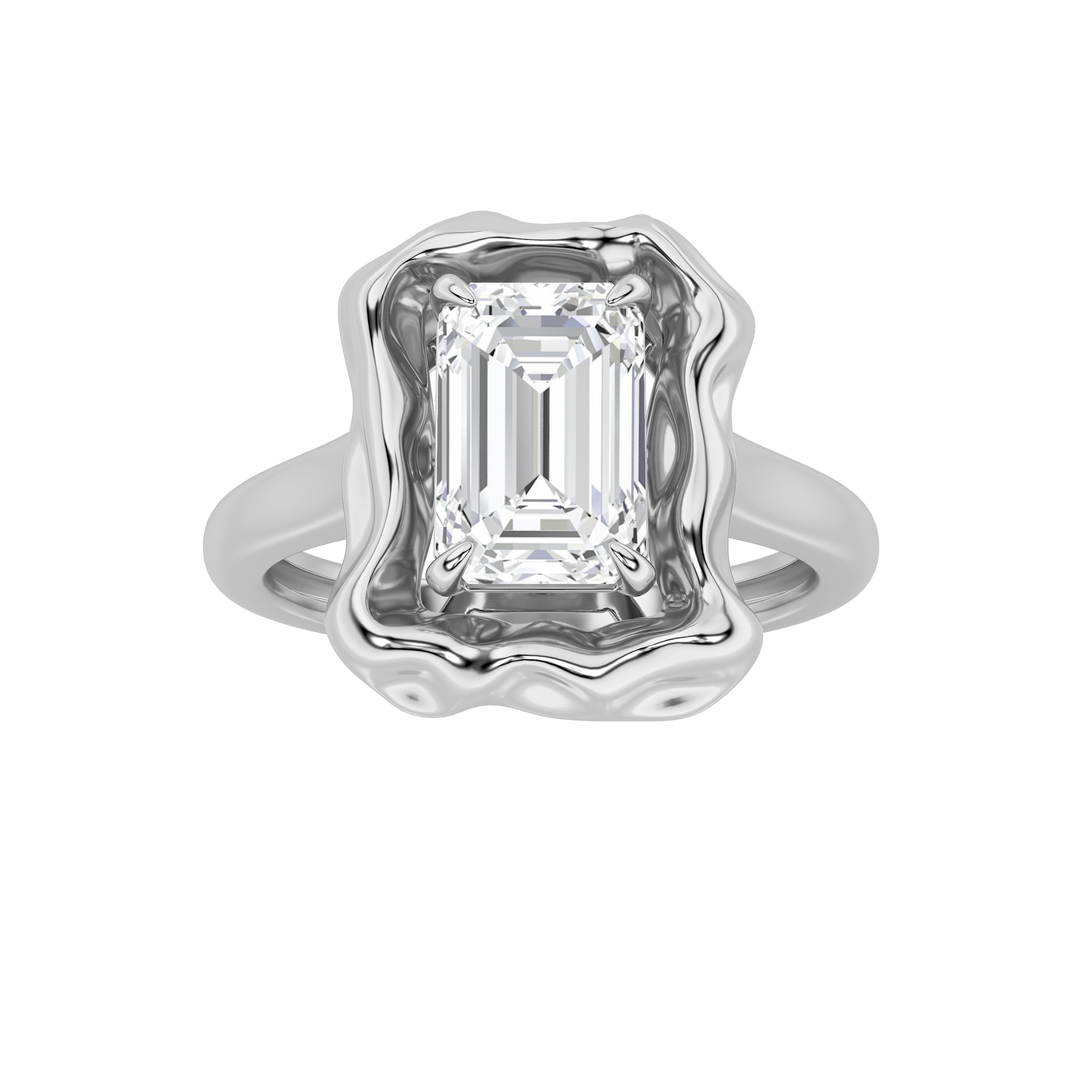 14K White Gold 1.5ctw Lab Diamond Emerald Ring Sz 7