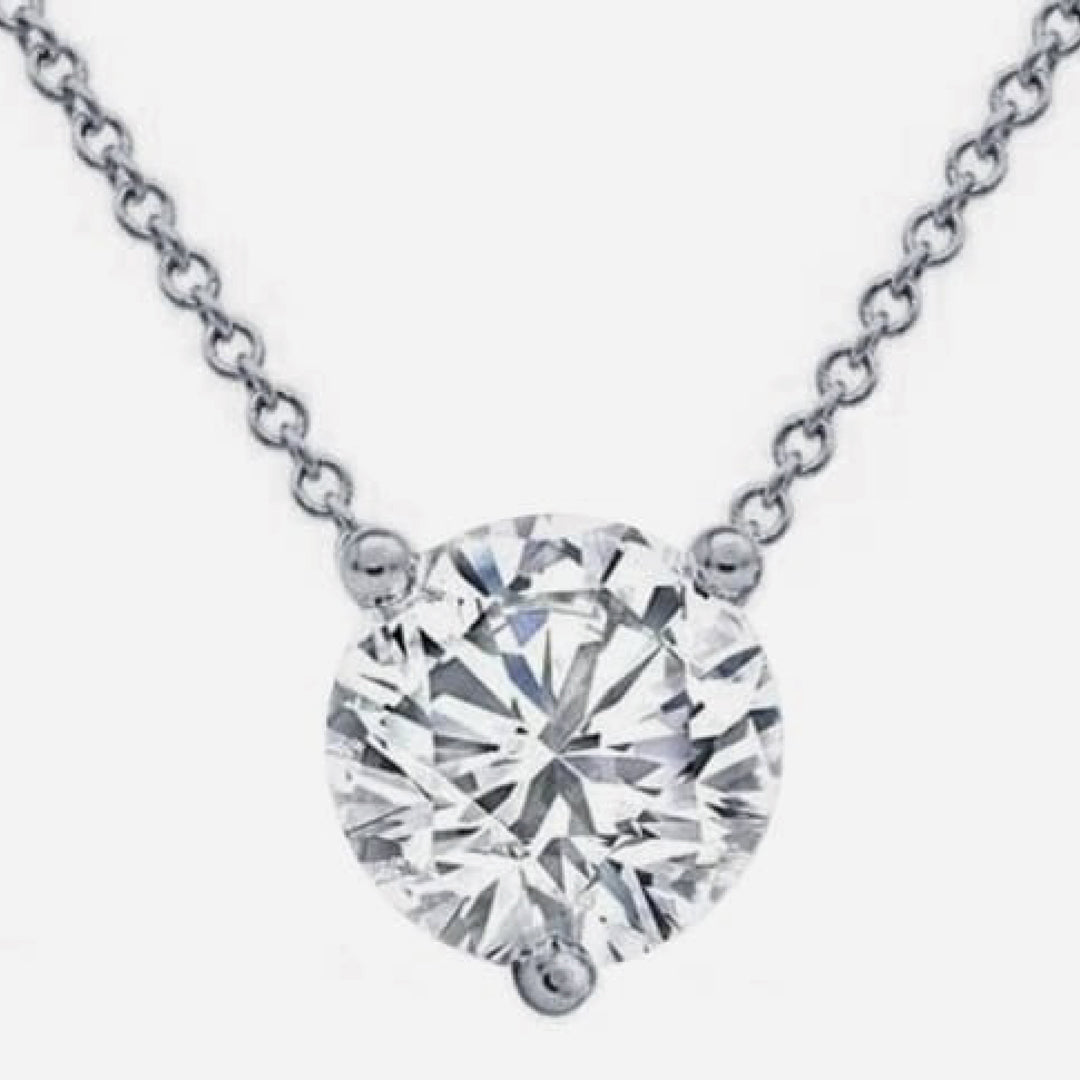 14K White Gold 2ct Lab Diamond Solitaire Pendant