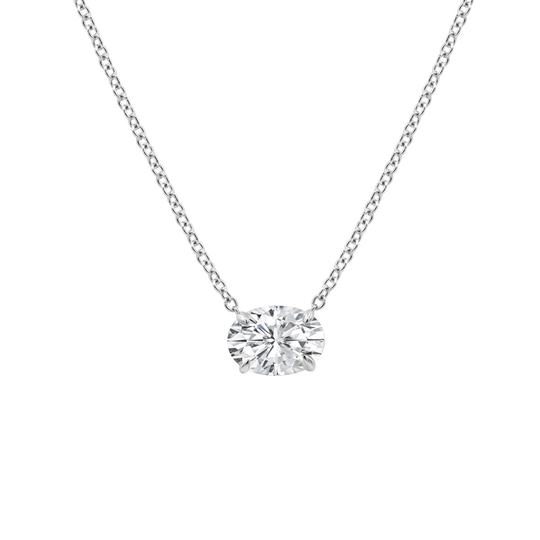 14K White Gold 2ct Lab Diamond Oval Solitaire Pendant