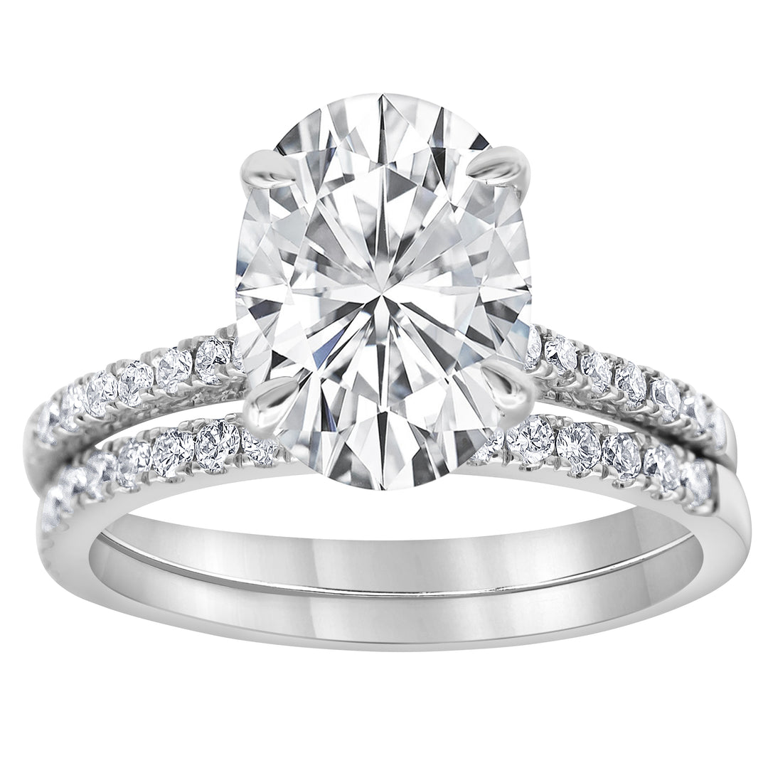 14K White Gold Oval Lab Diamond Hidden Halo Ring