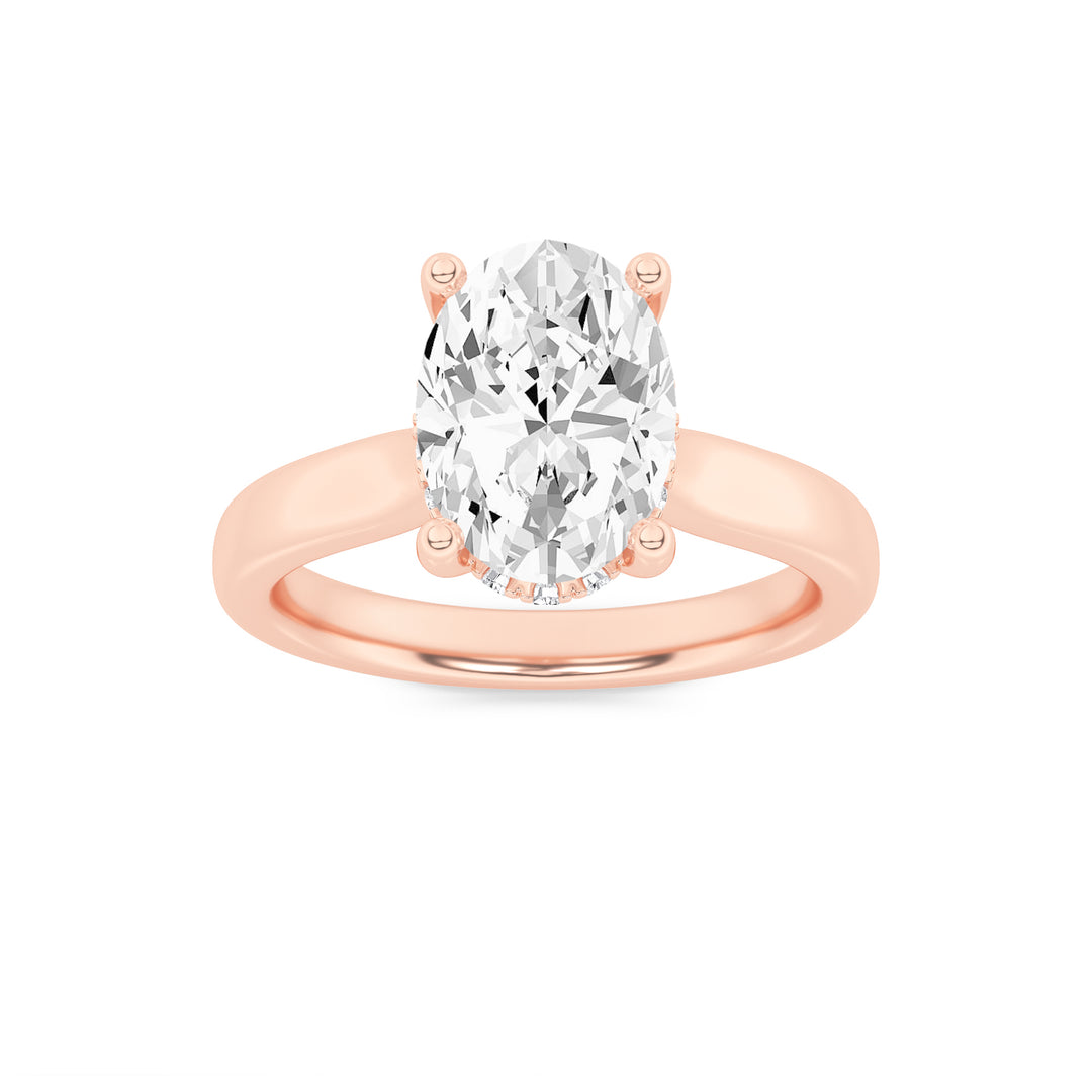 14K Rose Gold 2ct Lab Diamond Oval Ring Sz 7