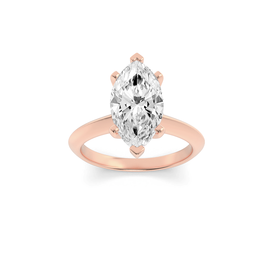 14K Rose Gold 2ct Lab Diamond Ring, F Color VS+
