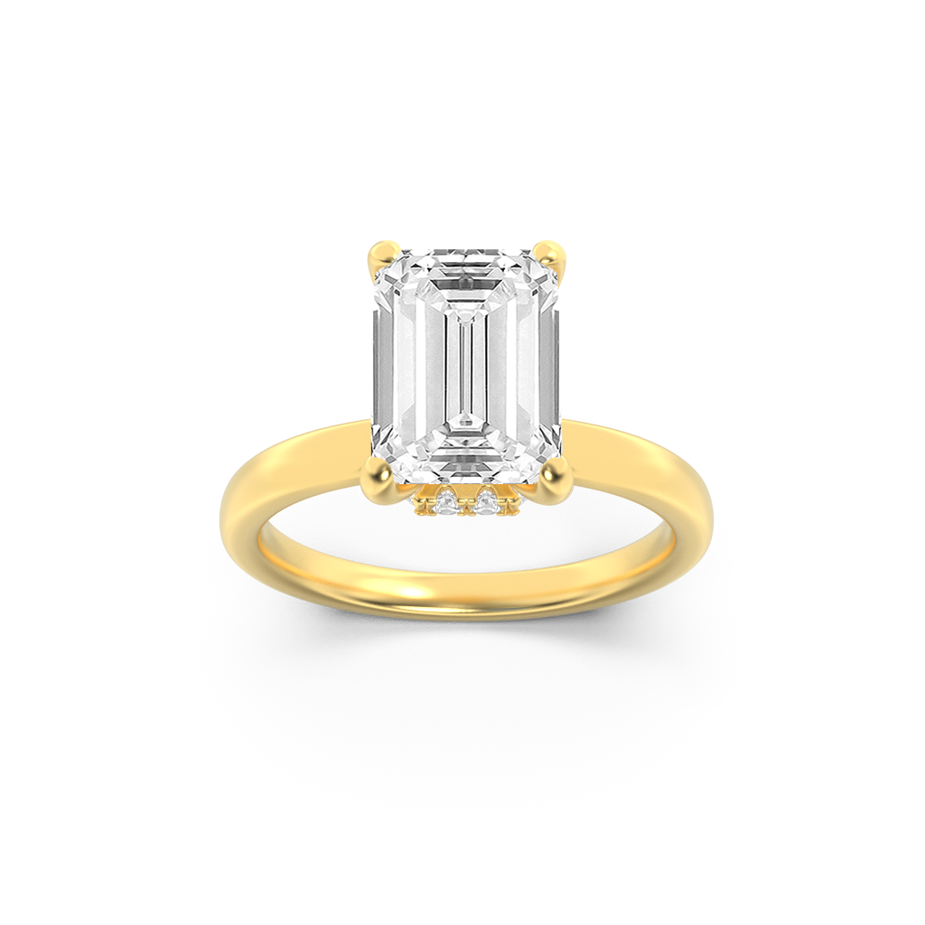 14K Yellow Gold 1ct Lab Diamond Emerald Ring Sz 7