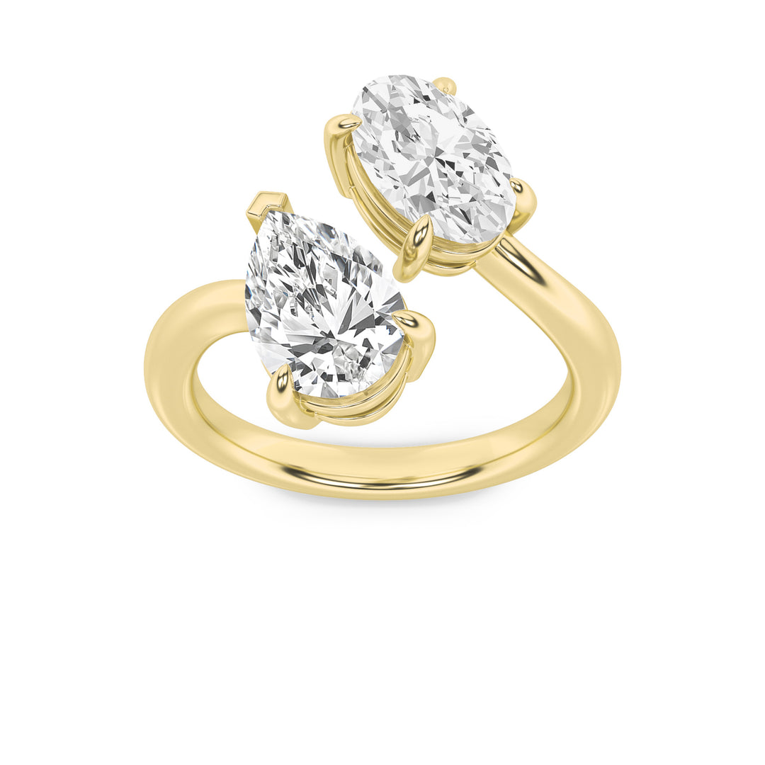 14K Yellow Gold 3ctw Lab Diamond Pear Oval Ring