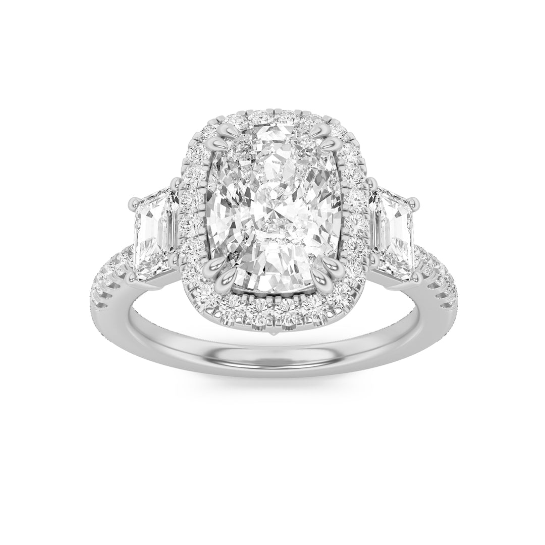 14K White Gold 3.2ctw Lab Diamond Ring, F Color VVS+