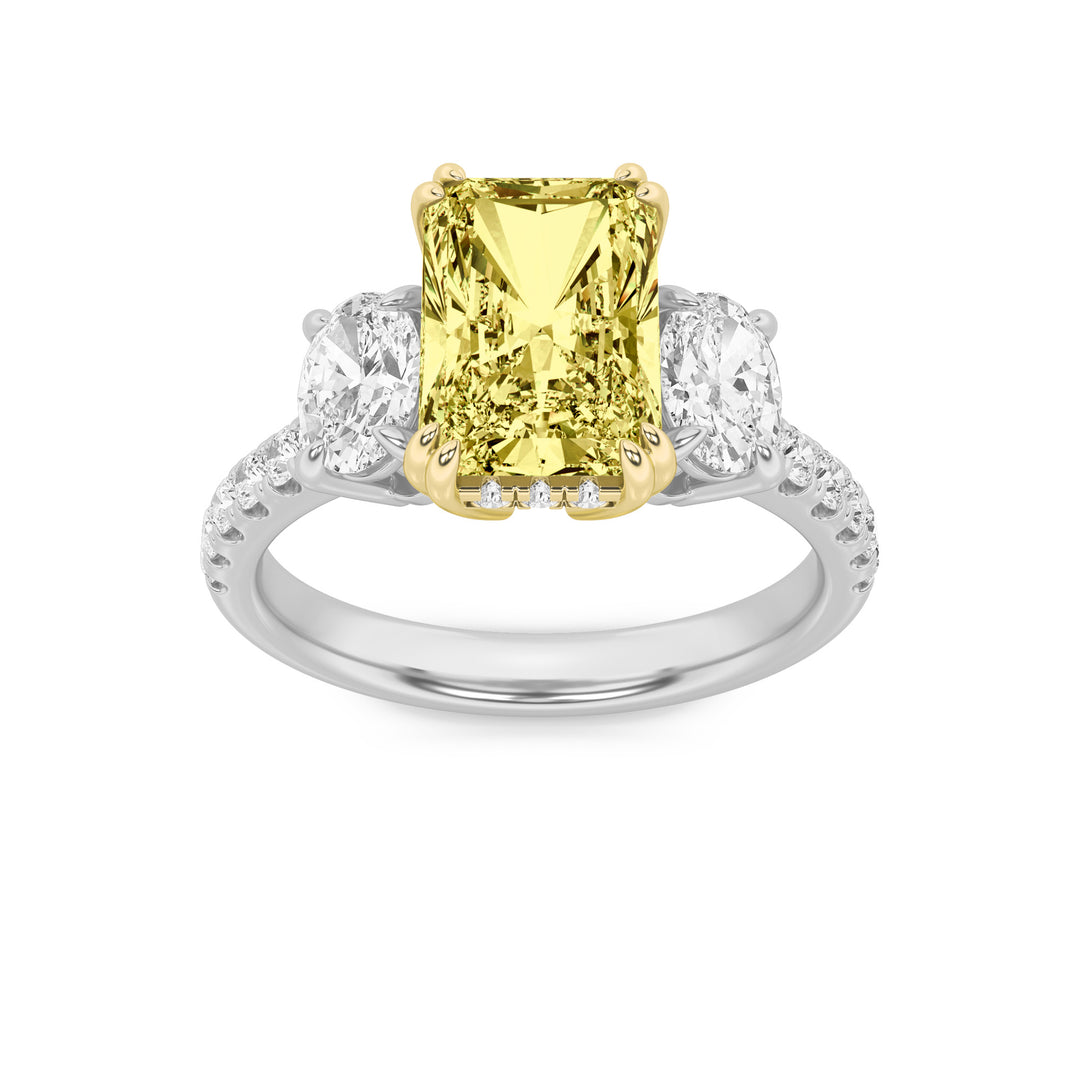 14K White Gold 4.2ctw Emerald Lab Diamond Ring