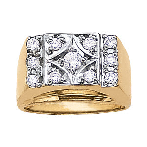 14K White Gold Multi-Diamond Mens Ring