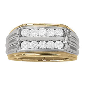 Platinum White Diamond Mens Channel Ring