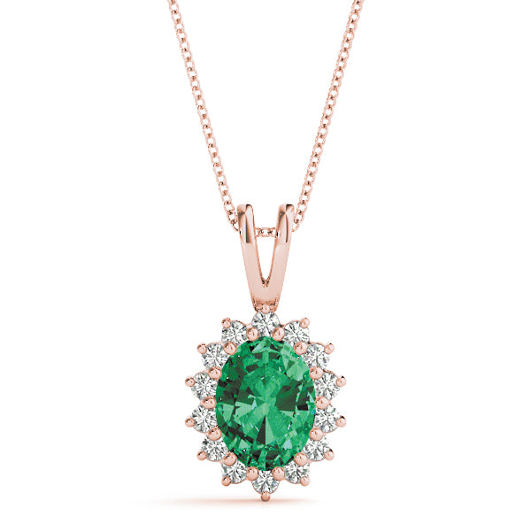 Rose Gold 3/4 CT Diamond Halo Oval Pendant