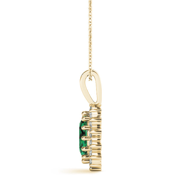 14K Yellow Gold Diamond Halo Oval Pendant