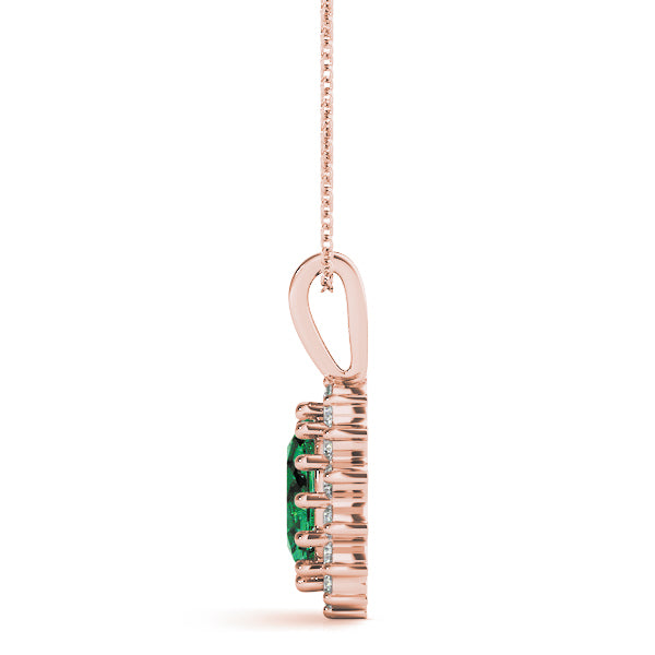 Rose Gold 3/4 CT Diamond Halo Oval Pendant