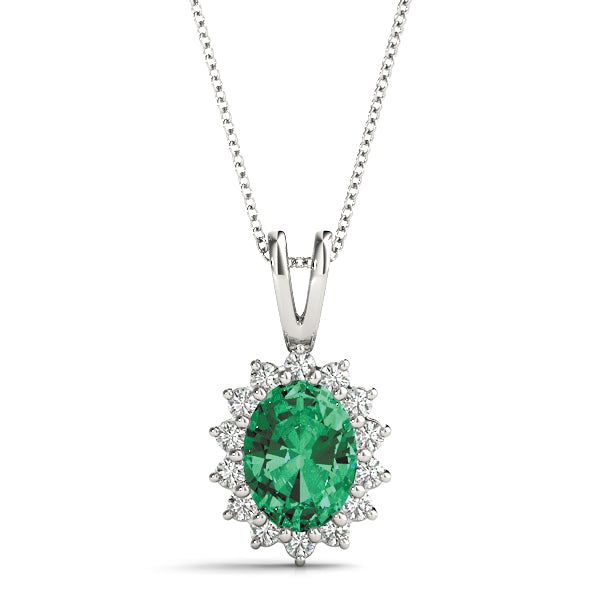 Platinum Diamond Halo Oval Pendant | 3/4 ct tw