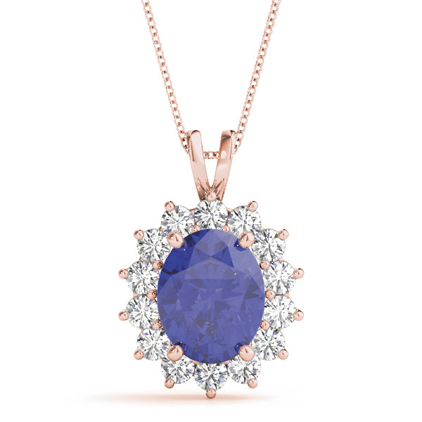 18K Rose Gold Round Diamond Fashion Pendant