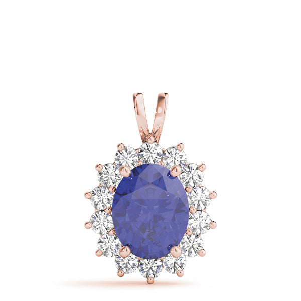 14K Rose Gold Diamond Cluster Fashion Pendant