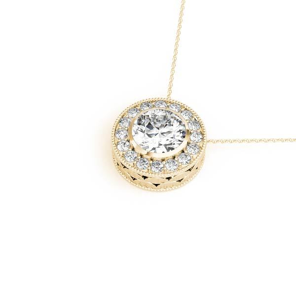 18K Yellow Gold Round Diamond Halo Pendant