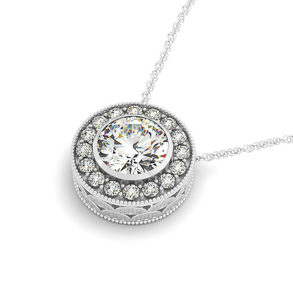 14K White Gold Diamond Halo Pendant - 3.5 ctw