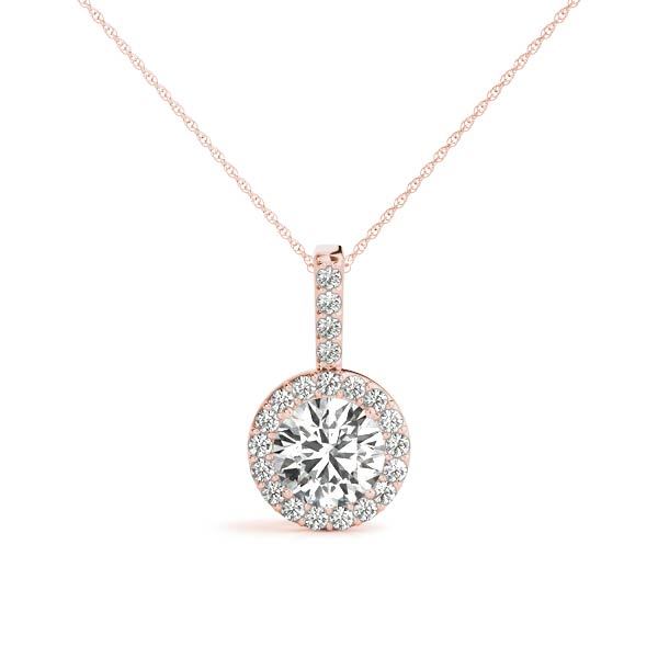 18K Rose Gold Diamond Halo Pendant - 7/8 ct tw