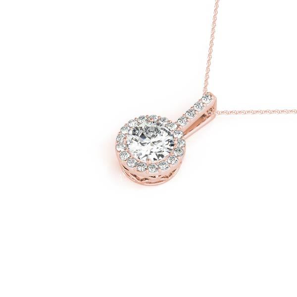 18K Rose Gold Diamond Halo Pendant - 7/8 ct tw