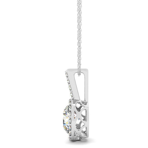 Platinum Round Diamond Halo Pendant 7/8 ctw