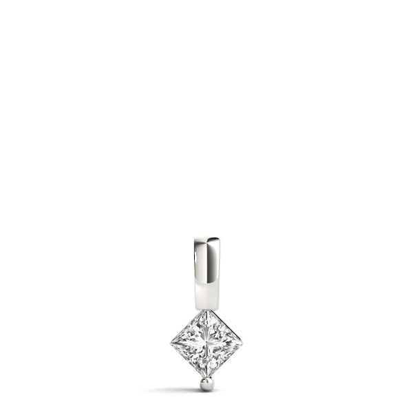 18K White Gold Square Diamond Solitaire Pendant