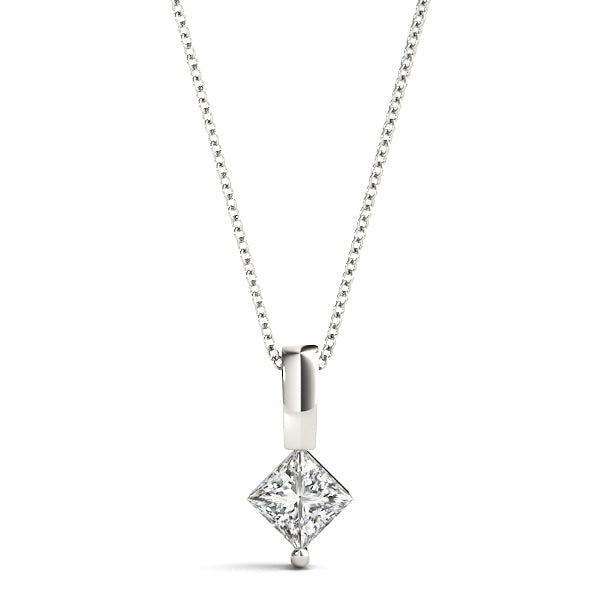 Platinum 0.75 CT Square Diamond Solitaire Pendant