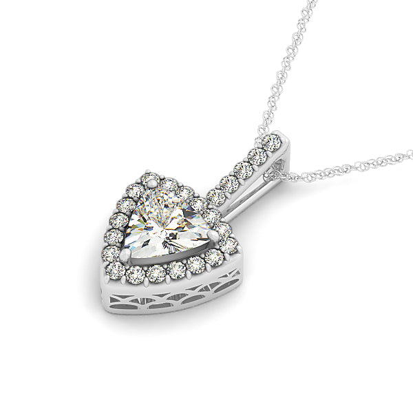 14K White Gold Diamond Trillion Halo Pendant