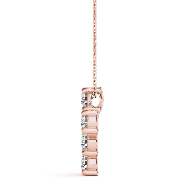 14K Rose Gold Diamond Cross Pendant
