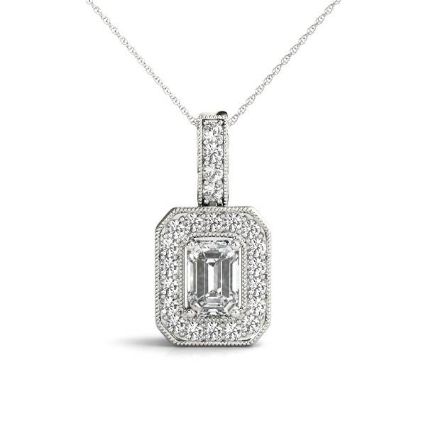 Platinum White Diamond Halo Pendant