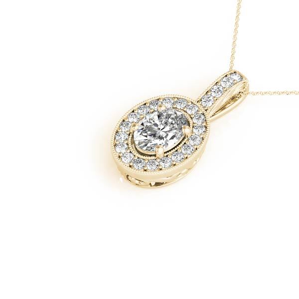 18K Yellow Gold Diamond Halo Pendant Necklace