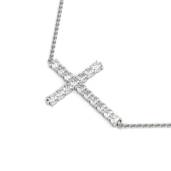 Platinum White Diamond Fashion Cross Pendant