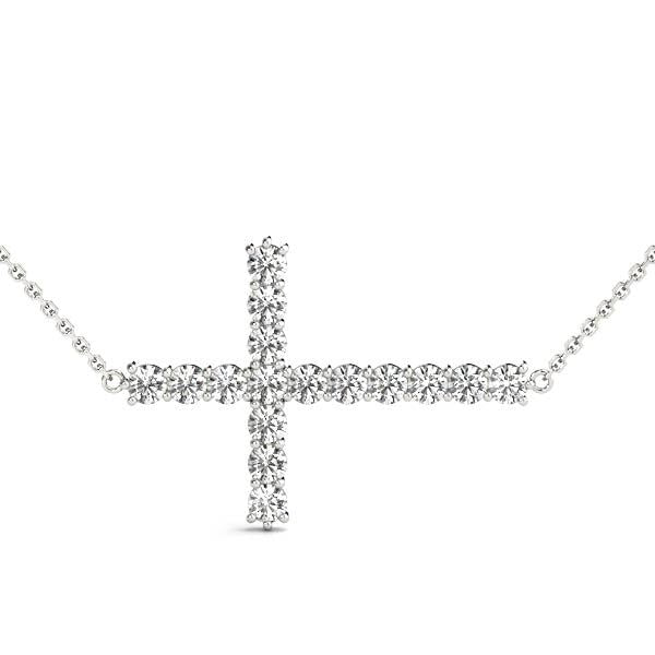 Platinum White Diamond Fashion Cross Pendant