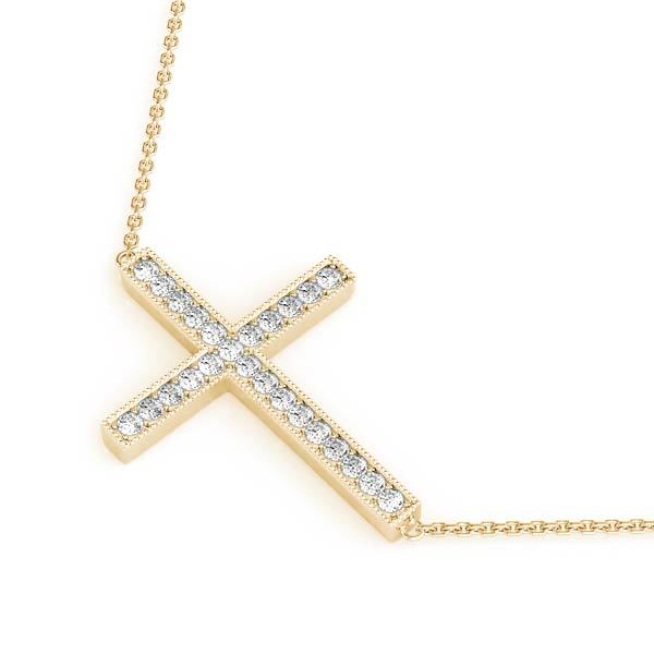 14K Yellow Gold Diamond Cross Pendant