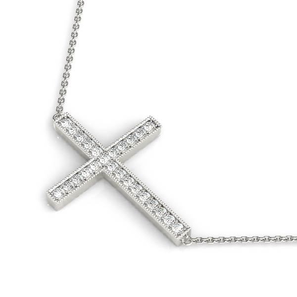 Platinum White Diamond Fashion Cross Pendant