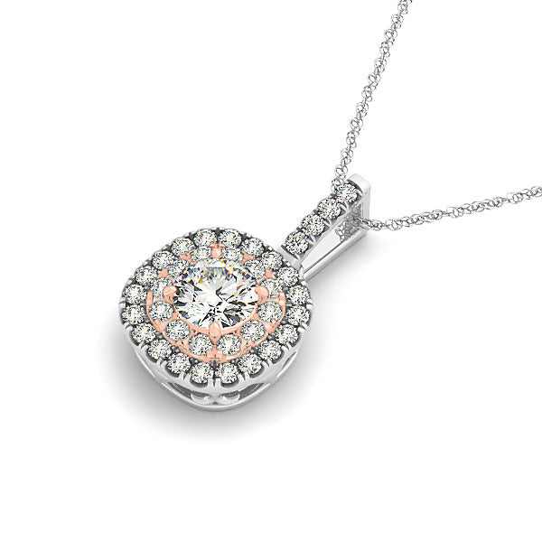 Platinum 1.87 CT Round Diamond Halo Pendant