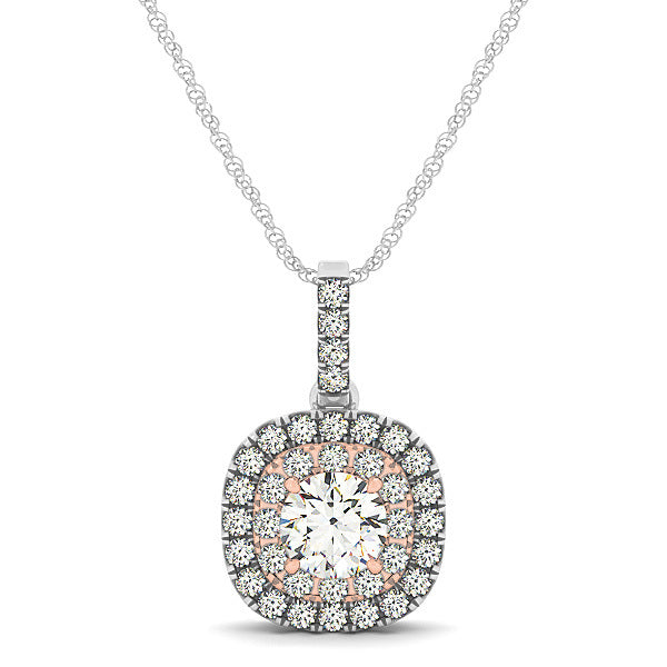 Platinum 1.87 CT Round Diamond Halo Pendant