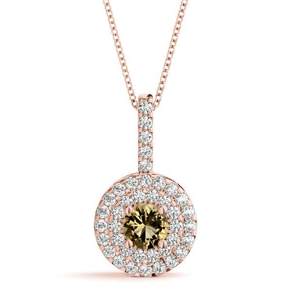 18K Rose Gold Round Diamond Pendant
