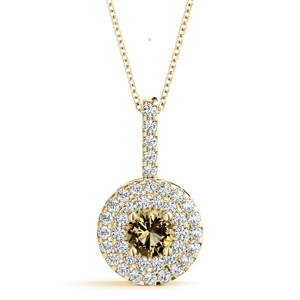 14K Yellow Gold Round Diamond Fashion Pendant