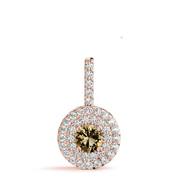14K Rose Gold Round Diamond Pendant