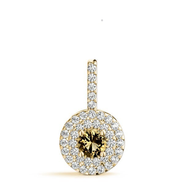 18K Yellow Gold 3/4 ct Round Diamond Pendant