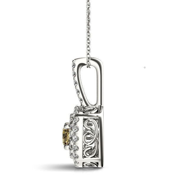18K White Gold Round Diamond Cluster Pendant