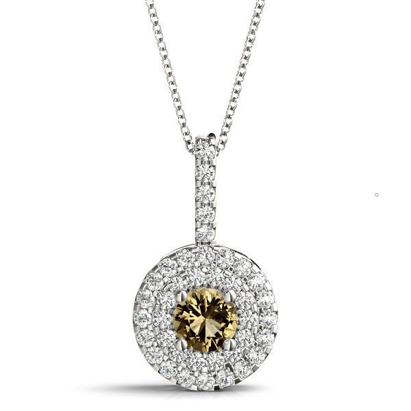 18K White Gold Round Diamond Cluster Pendant