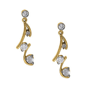 18K Yellow Gold Round Diamond Fashion Earrings