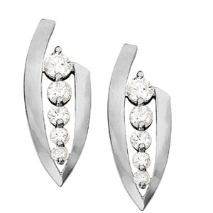 18K White Gold Diamond Journey Earrings