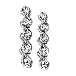 Platinum Round Diamond Journey Stud Earrings