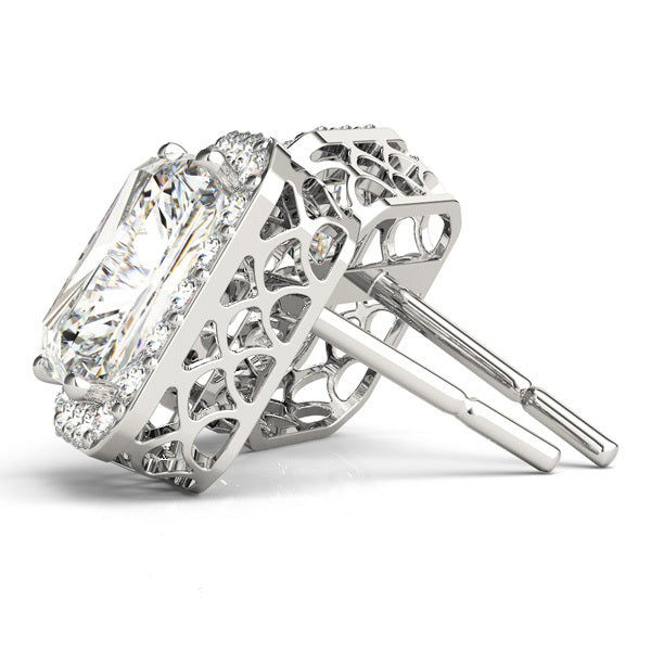 18K White Gold Multi-Diamond Halo Earrings