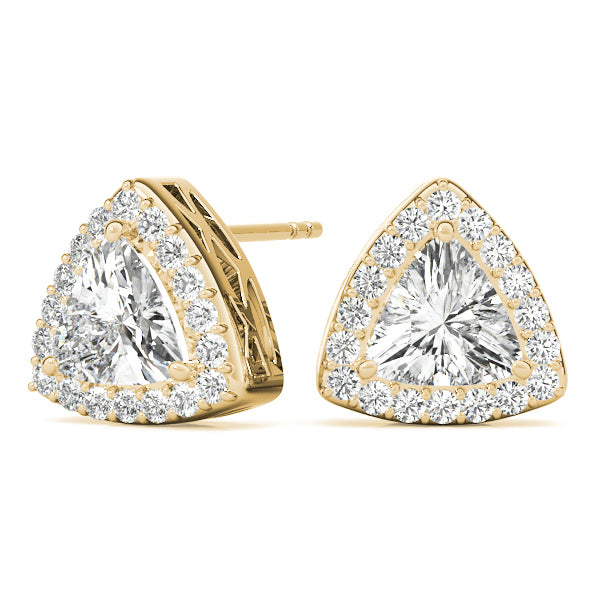18K Yellow Gold Diamond Halo Stud Earrings