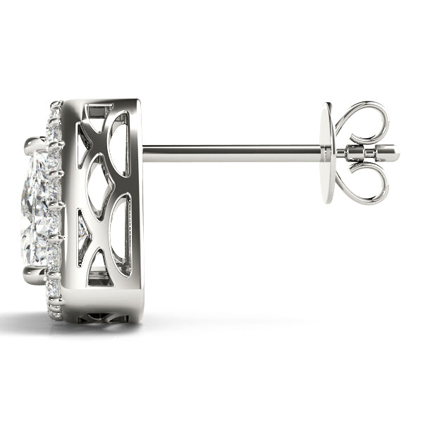 Platinum Diamond Halo Stud Earrings